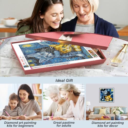 SJUTOUCI Cat Diamond Art Kit for Adults, Diamond Painting Kitten - color: Three Cats