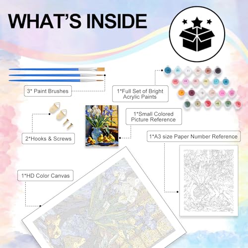 Stained Glass Flower Paint by Numbers Kit for Adults Without Frame 16x20 IN - color: YOPNF10