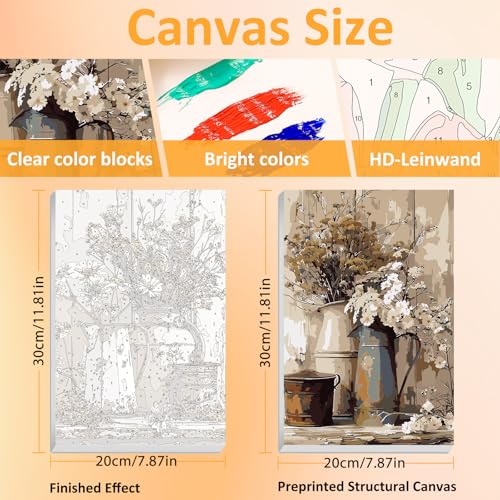 Mandun Farmhouse Paint by Numbers Kit for Adults,3 Pack, 7.8x11.8 inch | DIY Painting Kits Crafts for Adults, Relieve Stress, Frame Canvas, Wooden Easel, Gift Box, Home Wall Decor - color: 3 Pack Farmhouse