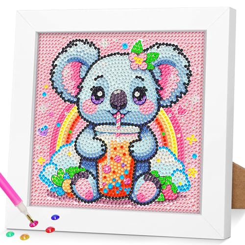 SuanFA Diamond Painting Kits for Adults with Wooden Frame,Koala Diamond Art for Kids Ages 4-8,6x6 inch Canvas Animal Small Diamond Painting for Decor and Gift (Includes Colorful Box) - color: A002-Koala