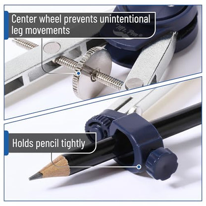 Mr. Pen- Metal Geometry Compass, Center-Wheel Design - color: Silver