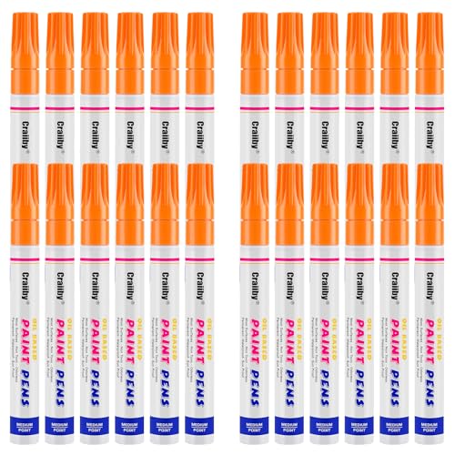 Orange Paint Markers, 24 Pack Oil-Based Waterproof Quick Dry Permanent Paint Pen Set for Rocks Painting, Wood, Fabric, Plastic, Canvas, Glass, Mugs, Metal, Tire, Stone, DIY Craft - color: Orange