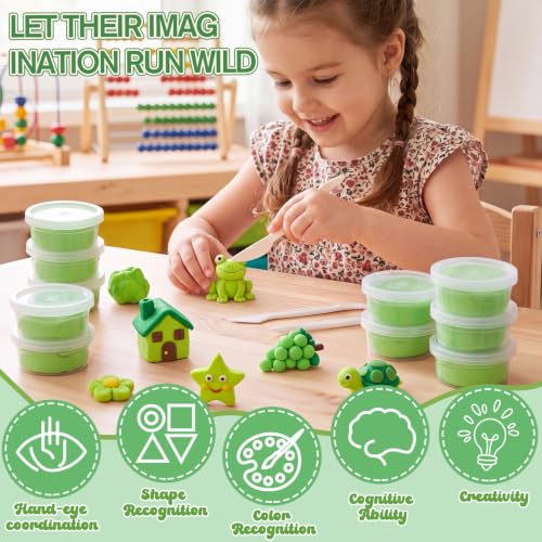 VioraWhite 48 Pcs Air Dry Clay Bulk 1.6lb Modeling Clay Kit,Light Green | Soft & Stretchable, Magic Foam for Kids, DIY Molding, Arts & Crafts, Boys Girls Party Favors, Cosplay Sculpting Supplies - color: Light Green