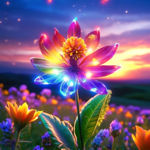 ALEXMACLIST Rainbow Glow Flower 5D Diamond Painting Kit for Adults – Full Drill DIY Diamond Art for Home Wall Decor,14x14inch (Without Frame) - color: Glowing Cosmic Flower 01