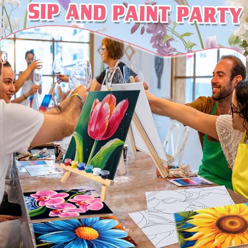 Tinlade 12 Pcs Pre Drawn Canvas for Painting Stretched,Abstract Flower - size: Abstract Flower
