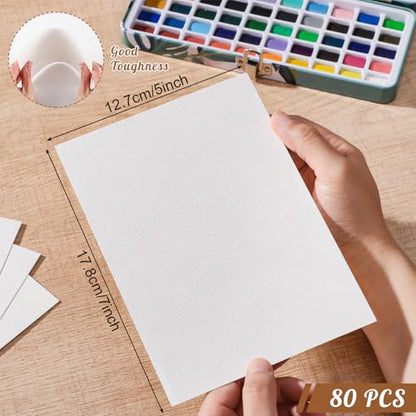 80 Sheets Watercolor Paper Bulk, 5 x 7 in, 110 Lb/230 GSM, Cold Press - size: 5 x 7Inch