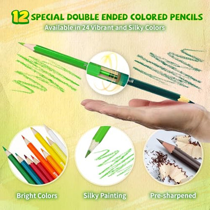 Cokiki Dinosaur Drawing Kit for Kids 6-12, 184 Piece Art Set - color: Dino Party