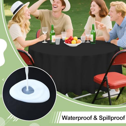 misaya 6 Packs Plastic Table Cloth Black Disposable Tablecloth - color: Black, size: 84" Round