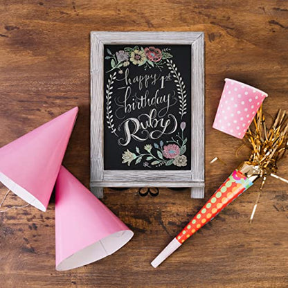 HBCY Creations Magnetic Tabletop Chalkboard Sign, 9.5" x 14", Rustic | Magnetic Surface, Metal Scrolled Legs, Countertop or Wall Mount - color: 1- Whitewashed, size: 10"W x 14"H