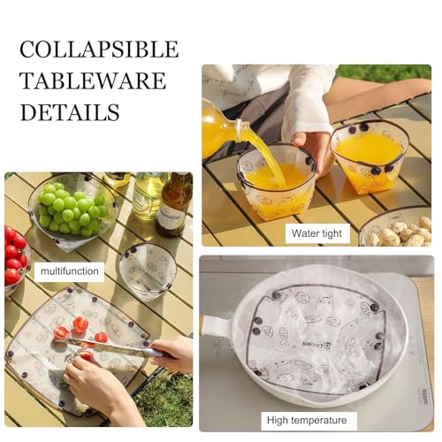 MIUPOO Collapsible Cup Set,Portable Mess Kit,Food Grade Material Free Folding Cup for Lunch Family Picnic, 4.7×4.2×3.2 Inches,4Pieces - size: 4.7×4.2×3.2 Inches