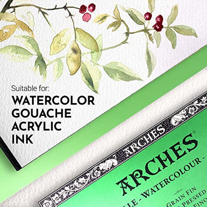 Arches Watercolor Paper Block, Cold Press, 5.9" x 11.8", 140 pound - size: 5.9"x11.8", style: Cold Press