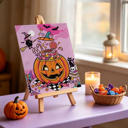 Niteform Pre Drawn Canvas to Paint, Pre Printed Canvas Boards, Pre Stretched Outline Painting Kits for Beginners, Adults, Party Favors & Spring Craft Activities (8 * 10-Halloween) - style: 8*10-Halloween