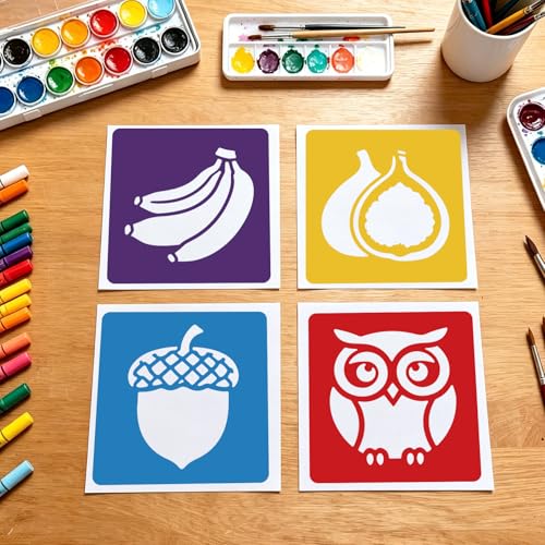 CUTHOLLOW 25PCS Autumn Elements Painting Shape Stencils Sets - 8 Inch Reusable&Washable Drawing Template, Different Primary Themed Sidewalk Chalk Art Stencils Kit for Craft Room Wall Paper - style: Autumn Elements