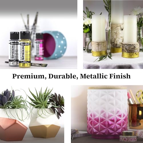 DecoArt Extreme Sheen Metallics Acrylic Paint Set – Starter Set of 9 Bottles (2 fl oz) – Premium Art and Craft Metallic Paints - color: Multi - Extreme Sheen 9 Piece