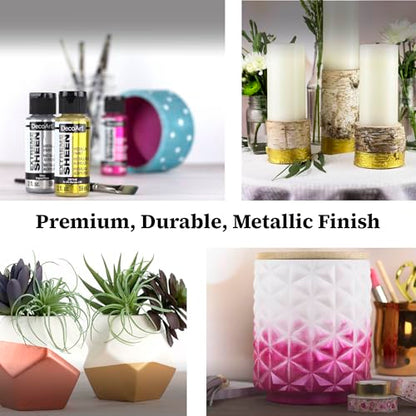 DecoArt Extreme Sheen Metallics Acrylic Paint Set – Starter Set of 9 Bottles (2 fl oz) – Premium Art and Craft Metallic Paints - color: Multi - Extreme Sheen 9 Piece