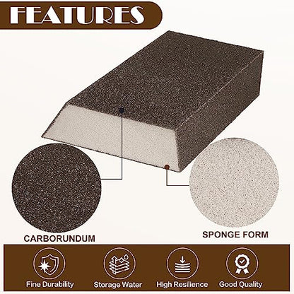 100 Grit Angled Sanding Blocks, Jamiikury Medium Sponge Sand Block Washable and Reusable, Wet & Dry Sandpaper Block for Wood Metal Drywall and Furniture Paint - Pack of 8 - size: 100 Grits