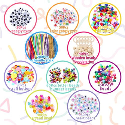 Itopstar 3000 Kids Arts and Crafts Supplies for Kids Crafting Supply in 3 Layered Plastic Art Box All in One Ages 8 9 10 11 & 12 Year Old Girls & Boys Crafting Supply Set - color: Light Purple 3000pcs