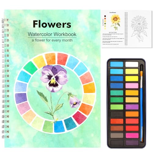 Watercolor Workbook, 24 Colors Solid Paint Set