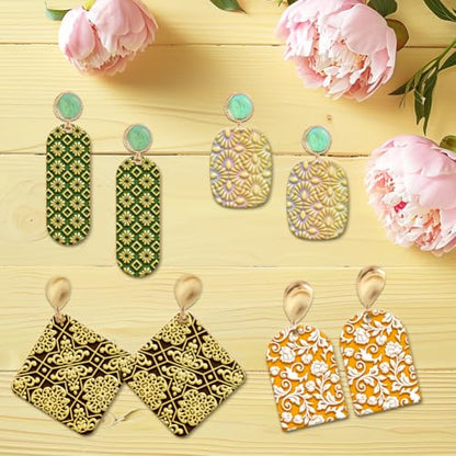 4PCS Polymer Clay Texture Sheets Set for Using with Clay Cutters, Vintage Clay Texture Mats, Pottery Jewelry Making Kit DIY Creative Crafts Tools - style: Retro Pattern 2 Theme-4pcs