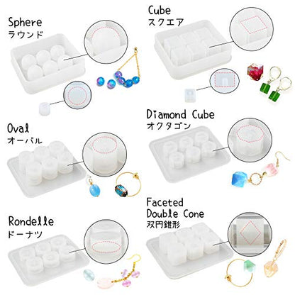 Beads Resin Molds with Hole for Gemstone Cabochon Jewelry Casting 14-Count