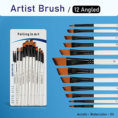 Falling in Art 48 PCS Painting Brushes Sets, Artist Paintbrushes | for Watercolor, Acrylic, Craft, Oil, Gouache, Face Body Painting - size: 48 Pcs Mix Nylon