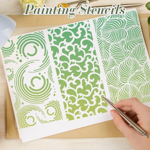 Texture Stencils for Crafts Reusable 16Pcs Stencils(8.6X4.1 Inch) - color: Texture 23