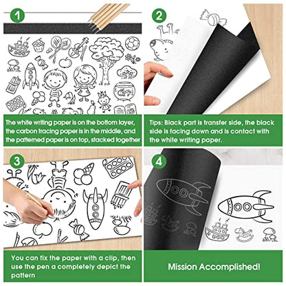 PSLER Carbon Paper for Tracing - 30pcs Graphite Transfer Paper, A4 | Use with Tracing Paper, Carbon Copy Paper for Drawing Patterns on Wood, Canvas, Fabric, Artist Lettering & Sketching - color: black&red&blue