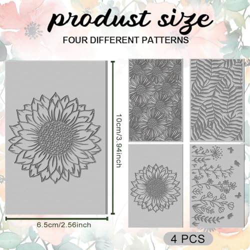 4PCS Polymer Clay Flowers Leaves Texture Sheets Set for Using with Clay Cutters, Boho Clay Texture Mats, Jewelry Making DIY Craft Tools - style: Plant and Flower Theme-4pcs