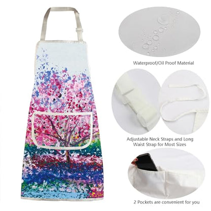 MBMSO Painting Artist Apron with Pockets Artist Painter Gifts Art Lover Gift for Art Teacher Student Painter Apron Waterproof - color: Painting Tree Apron