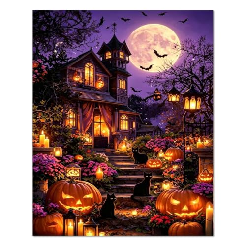 WULINHUAFA Paint by Numbers Adults Beginner Castle 16x20 Inch | Adult Paint by Number Kits Halloween, DIY Acrylic Oil Easy Painting by Numbers for Gifts Home Wall Decor Without Frame - color: Castle