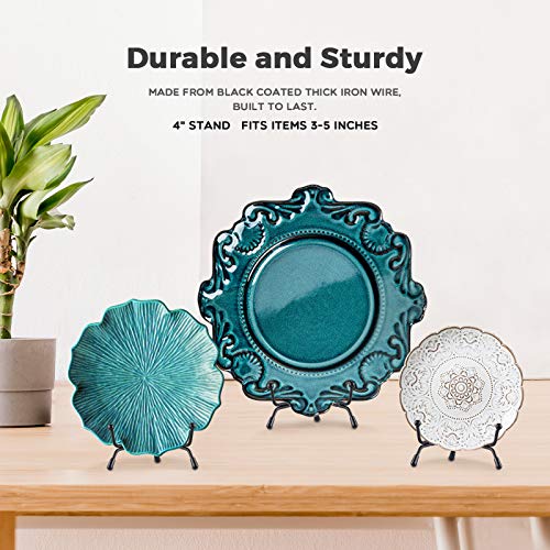 Mocoosy 4 Pack 4 Inch Improved Anti-Slip Plate Stands for Display | Plate Holder Display Stand, Picture Frame Holder Stand, Black Iron Easel Stands for Photo, Decorative Plate and Tabletop Arts - size: 4 Inch