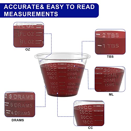 ReliMedPro Disposable Medicine Cups, 2000 Pack, 1 oz, Graduated | Small plastic meds measuring cups, Ideal for liquid medication, paint, epoxy, resin, and pills.