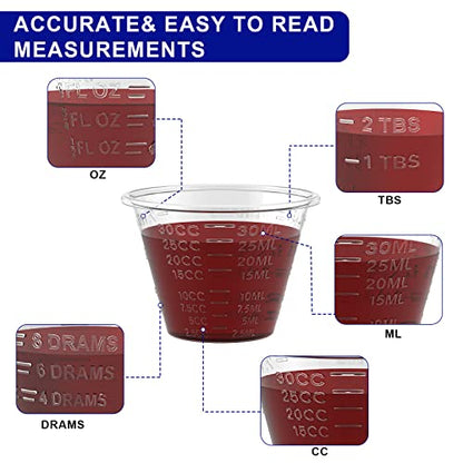 ReliMedPro Disposable Medicine Cups, 2000 Pack, 1 oz, Graduated | Small plastic meds measuring cups, Ideal for liquid medication, paint, epoxy, resin, and pills.