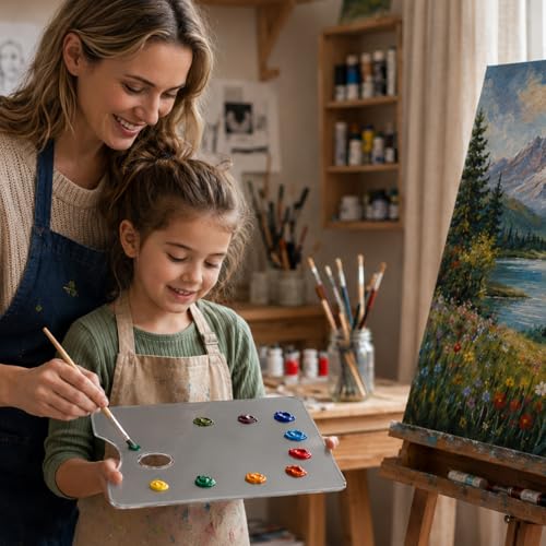 10x14 Inch Handy Rectangular Natural Grey Tempered Glass Palette | Durable Artist Paint Mixing Pallet for Oil, Acrylic, and Watercolor Painting