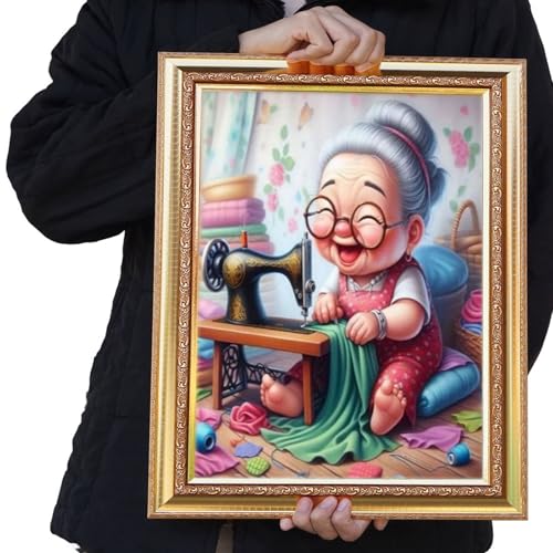 GUMITOON Diamond Art Kits for Adults-Diamond Art Paintings-Cartoon Grandma Full Drill Diamond Dots Paintings for Beginners, Round 5D Paint with Diamonds Pictures Gem DIY Crafts Kits 12"x16" - color: QCY-043