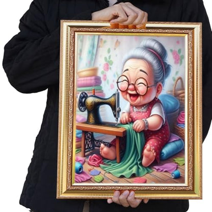GUMITOON Diamond Art Kits for Adults-Diamond Art Paintings-Cartoon Grandma Full Drill Diamond Dots Paintings for Beginners, Round 5D Paint with Diamonds Pictures Gem DIY Crafts Kits 12"x16" - color: QCY-043