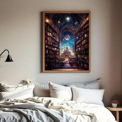 Diamond Art Starry Sky Library Diamond Art Set for Adults, 5D Diamond Painting Starry Sky Castle Library DIY Book Diamond Art Adult Diamond Painting Set, Home Decor - 12x16 Inch - style: Sky Library