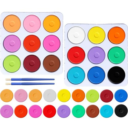 Nuanchu 1 Sets 18 Pcs Tempera Paint Cakes with Tray 18 Colors