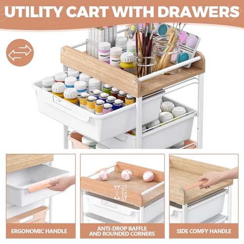 SYKIARIOL Rolling Craft Storage Cart with 4 Drawers,Kids Art Cart,Pearl - color: Pearl, size: 4-Drawer