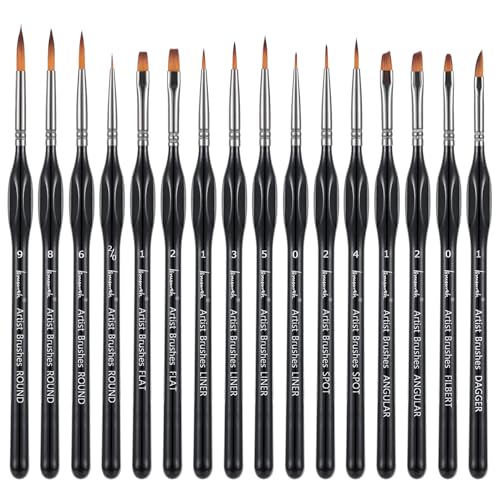 Brusarth Detail Paint Brushes, Miniature Paint Brushes Set, 16 pcs - size: 16 Pieces