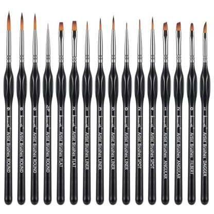 Brusarth Detail Paint Brushes, Miniature Paint Brushes Set, 16 pcs - size: 16 Pieces