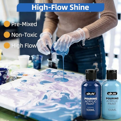 Colorful Blue Series Acrylic Pouring Paint Set, 4 Colors, 3.34 oz Craft Kit - color: Blue Color