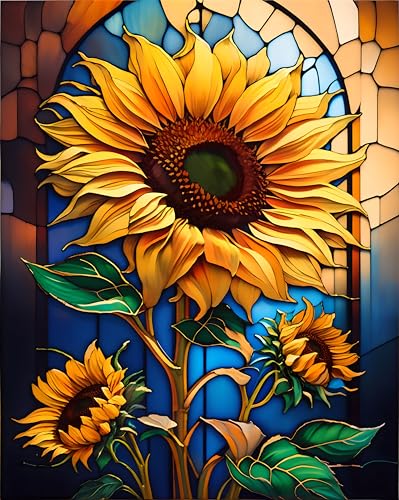 Yeadiffy Diamond Art Painting Kits for Adults Diamond Art Kits for Adults Beginners,5D Translucent Gems Diamond Painting,DIY Full Drill Diamond Gem Art and Crafts 12x16inch (Sunflower) - color: Sunflower