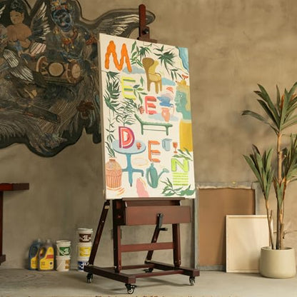 MEEDEN Extra-Large Art Painting Easel: Holds Canvas up to 83" Easels Stand - color: Deep Walnut