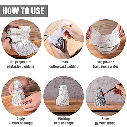 Nuanchu 6 Rolls Plaster Cloth Gauze Bandage Undercast Padding Wrap Use Strips Wrap Cast Material for for Project, Mask Making, Sculptures, Body Casts, Scenery Construction (1.97 x 3.93 Inch White)