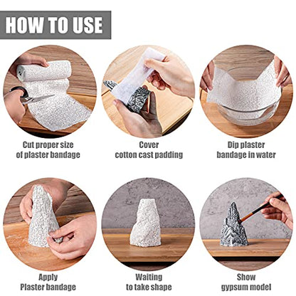 Nuanchu 6 Rolls Plaster Cloth Gauze Bandage Undercast Padding Wrap Use Strips Wrap Cast Material for for Project, Mask Making, Sculptures, Body Casts, Scenery Construction (1.97 x 3.93 Inch White)