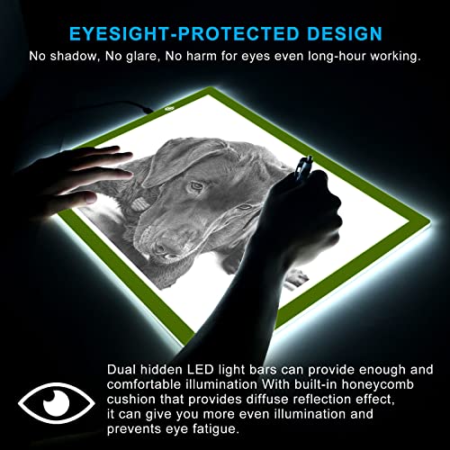A3 Copy Light Board Tracing Box, Ultra-Thin Adjustable Drawing Tablet USB Power Artcraft LED Tracer Light Pad for Diamond Art Painting Accessories, Sketching, Animation, Quilting, Stenciling (Green) - color: GREEN, size: 11.7" x 16.5"