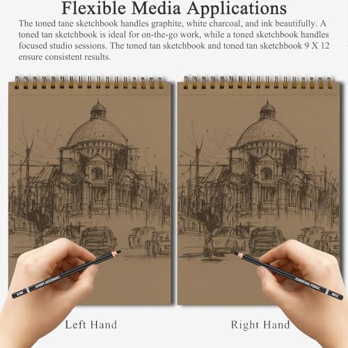 Fuxi Toned Tan Sketchbook 9x12-60 Sheet Acid Free Toned Paper, Professional Drawing Pad for Artists & Art Students. - color: Toned Tan, size: 9" x 12" (Pack of 1)