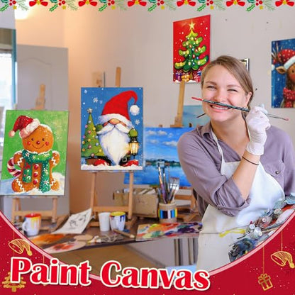 Tinlade 12 Pcs Pre Drawn Canvas for Painting Stretched,Christmas Style - size: Christmas Style
