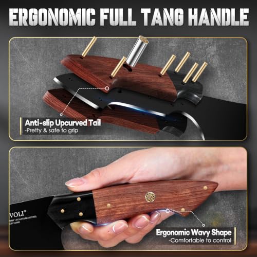 TIVOLI Meat Cleaver Knife 7 inch - Black Butcher Knife for Meat Cutting - size: 6.9"